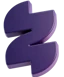 Site logo, an abstract violet ribbon-shaped brand mark
