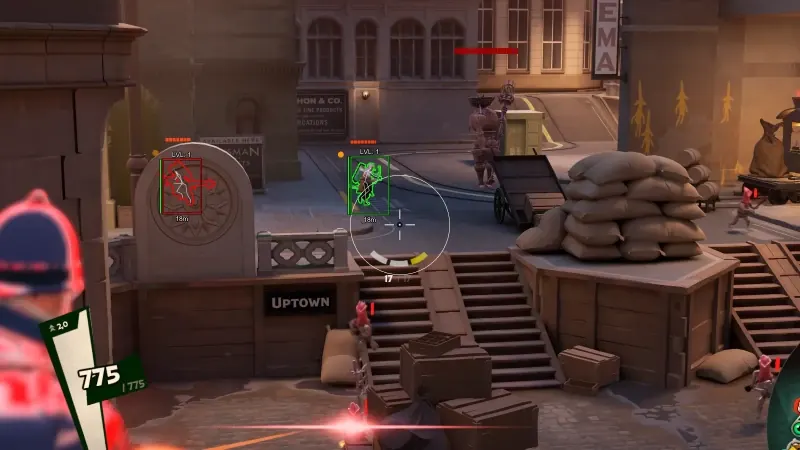 Deadlock gameplay screenshot showing two enemy heroes highlighted with a purple Hero ESP outline through a wall, plus a jungle camp timer counting down a nearby camp respawn
